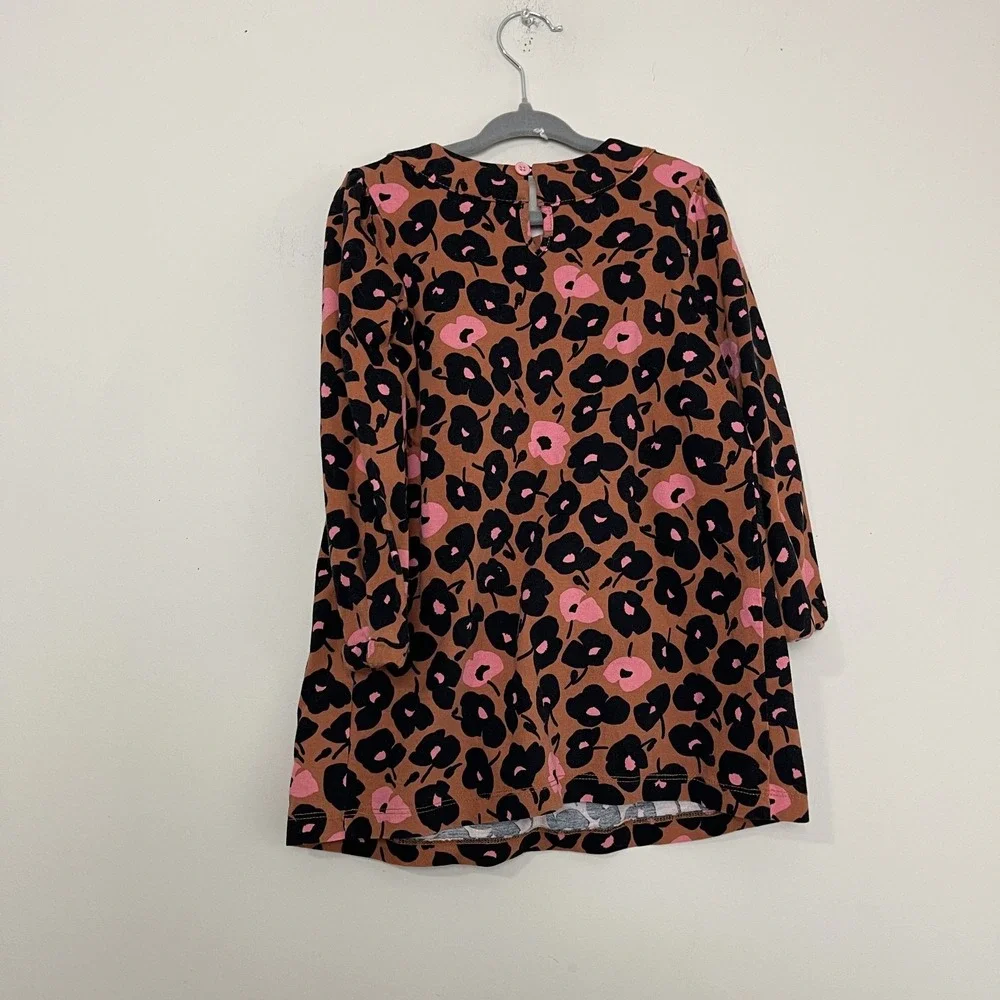 Hanna Andersson Girls Floral Leopard Cheetah Print Long Sleeve Cottagecore 4T